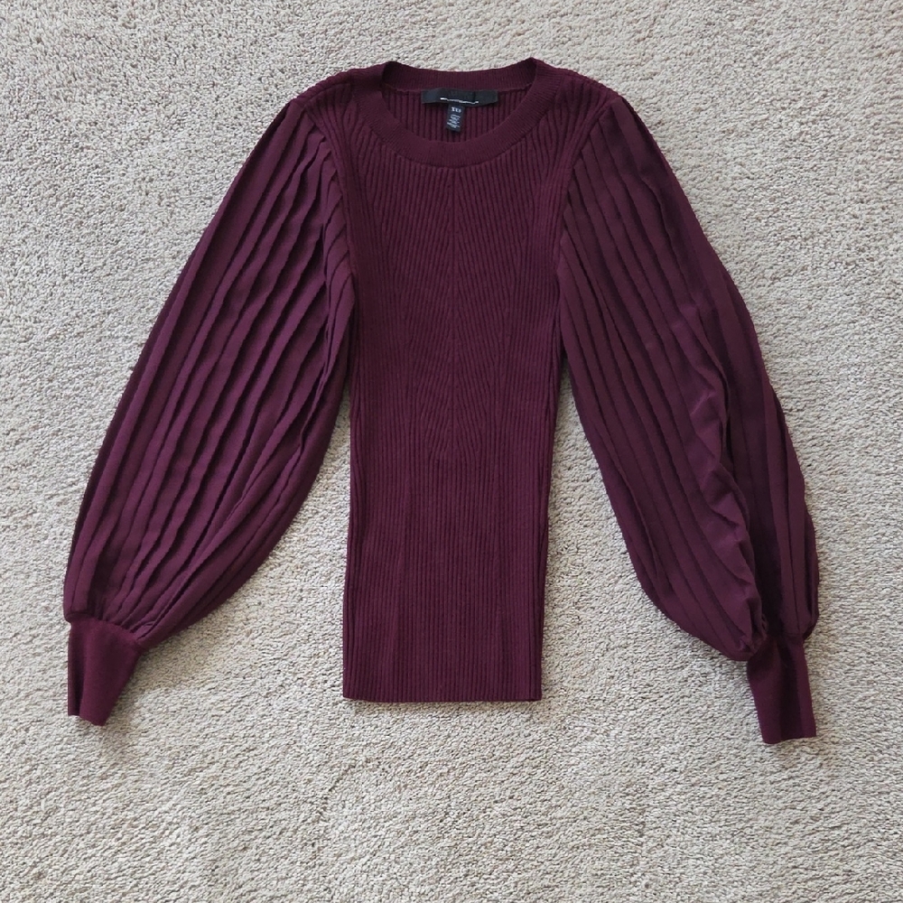 White House Black Market Deep Red Ribbed Sweater